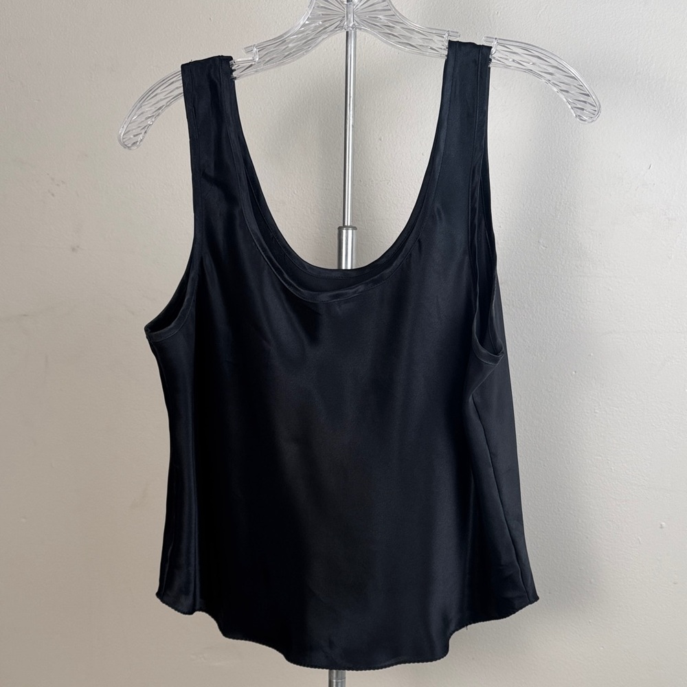 Black Satin Silk Women's Tank Top